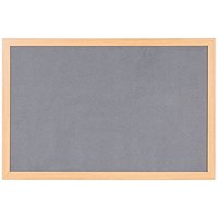 Bi-Office Earth Prime Felt Notice Board, Oak MDF Frame, 900x600mm, Grey