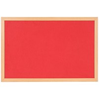 Bi-Office Earth Prime Felt Notice Board, Oak MDF Frame, 1800x1200mm, Red