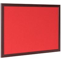 Bi-Office Earth Prime Felt Notice Board, Cherry MDF Frame, 1800x1200mm, Red
