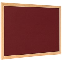 Bi-Office Earth Prime Felt Notice Board, Oak MDF Frame, 2400x1200mm, Burgundy