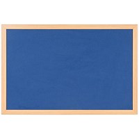 Bi-Office Earth Prime Felt Notice Board, Oak MDF Frame, 2400x1200mm, Blue