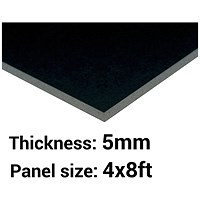 Foamboard, 4ft x 8ft, Black, 5mm Thick, Box of 25