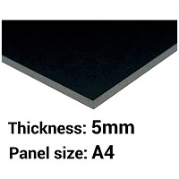 Foamboard, A4, Black, 5mm Thick, Box of 20 Foamboard, A4, Black, 5mm Thick, Box of 20