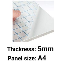 Self-adhesive Foamboard, A4, White, 5mm Thick, Box of 20