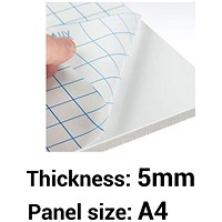 Self- adhesive Foamboard, A4, White, 5mm Thick, Box of 20