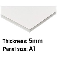 Foamboard, A1, White, 5mm Thick, Box of 10