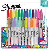 Sharpie Permanent Markers, Fine Colouring Pens, Assorted Colours, Pack of 24