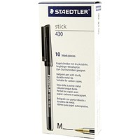 Staedtler Stick 430 Ballpoint Pen Medium Black Pack of 10