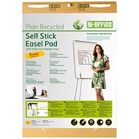 Bi-Office Earth Self-Stick Flipchart Pad, 80gsm Plain Recycled Paper, 30 Sheets, 635x762mm, Pack of 2