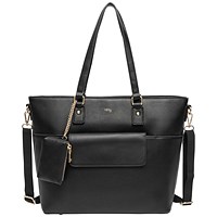 I-Stay 13.3 Inch Laptop Tote Bag with Detachable Accessory Bag Black