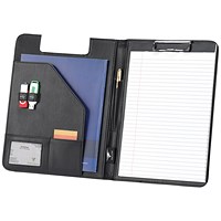 i-Stay Conference Folder with Clipboard A4 Faux Leather Black