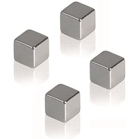 Franken Square Magnets, 10mm, Silver, Pack of 4