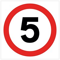 5 Star 5MPH Traffic Sign Rigid Plastic 450x450mm