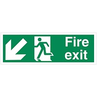 5 Star Fire Exit Run Man Arrow Down R Sign Vinyl 150x450