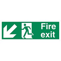 5 Star Fire Exit Run Man Arrow Down L Sign Plas 150x450