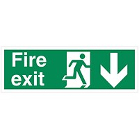 5 Star Fire Exit Run Man Arrow Down Sign Vinyl 150x450