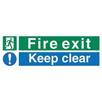 5 Star Fire Exit Keep Clear Sign Save Vinyl 150x450mm