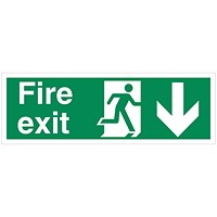 5 Star Fire Exit Run Man Arrow Down Sign Plas 150x450