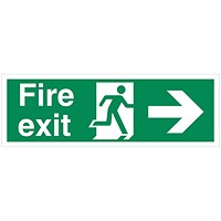 5 Star Fire Exit Running Man Arrow R Sign Vinyl 150x450mm