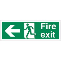 5 Star Fire Exit Run Man Arrow Left Sign Plas 150x450