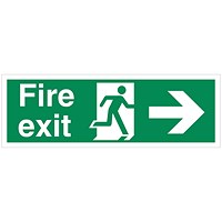 5 Star Fire Exit Run Man Arrow R Sign Rigid Plas 150x450