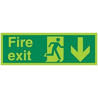 5 Star Fire Exit Run Man Arrow Down Sign Plas 150x450