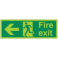 5 Star Fire Exit Run Man Arrow Left Sign Plas 150x450