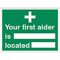 5 Star Your First Aider Is Located Sign Vinyl 150x200mm