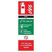 5 Star Carbon Dioxide Extinguisher Sign Plastic 300x100