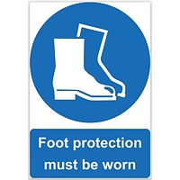 5 Star Foot Protection Must Be Worn Sign Rigid Plastic A4