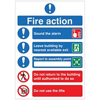 5 Star Fire Action Symbolised Sign Rigid Plastic A4