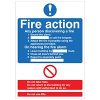 5 Star Fire Action Standard Sign Rigid Plastic A4