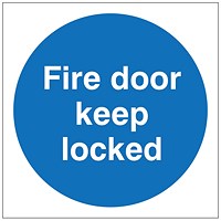 5 Star Fire Door Keep Locked Vinyl 100x100 Pack of 5
