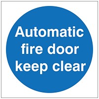 5 Star Automatic Fire Door Sign Vinyl 100x100 Pack of 5