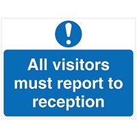 5 Star All Visitors Must Report To Reception Sign Plastic
