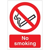 5 Star No Smoking Sign Rigid Plastic A5