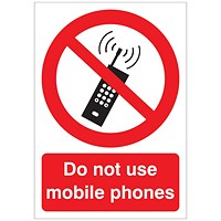 5 Star Do Not Use Mobile Phones Sign Rigid Plastic A5
