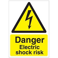 5 Star Danger Electric Shock Risk Sign Save Vinyl A5