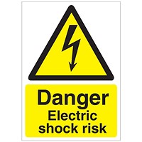 5 Star Danger Electric Shock Risk Sign Rigid Plastic A5