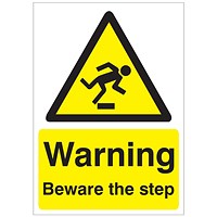 5 Star Warning Beware of Step Sign Rigid Plastic A5