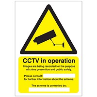 5 Star CCTV In Operation Data Protection Act Sign Vinyl A5