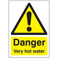5 Star Danger Very Hot Water Sign Rigid Plastic 70x50mm