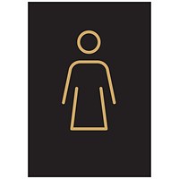 5 Star Female Toilet Sign Black/Gold Rigid Plas 150x105