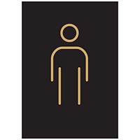 5 Star Male Toilet Sign Black/Gold Aluminium 150x105
