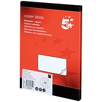 5 Star Laser and Inkjet Labels, 24 per Sheet, 70x37mm, White, 2400 Labels 5 Star Laser and Inkjet Labels, 24 per Sheet, 70x37mm, White, 2400 Labels