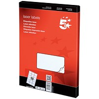 5 Star Multipurpose Laser Labels, 18 per Sheet, 63.5x46.6mm, White, 1800 Labels 5 Star Multipurpose Laser Labels, 18 per Sheet, 63.5x46.6mm, White, 1800 Labels