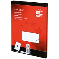 5 Star Multipurpose Laser Labels, 2 per Sheet, 199.6x143.5mm, White, 200 Labels 5 Star Multipurpose Laser Labels, 2 per Sheet, 199.6x143.5mm, White, 200 Labels
