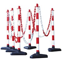 Guarda Chain Post Set with 6 Posts Red/Wht Concrete Base