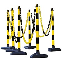 Guarda Chain Post Set with 6 Posts Ylw/Blk Concrete Base
