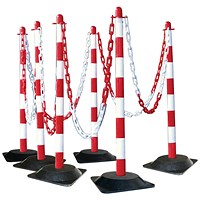 Guarda Chain Post Set with 6 Posts Red/Wht Rubber Base